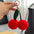 Wholesale genuine rex rabbit fur cherry car keychain