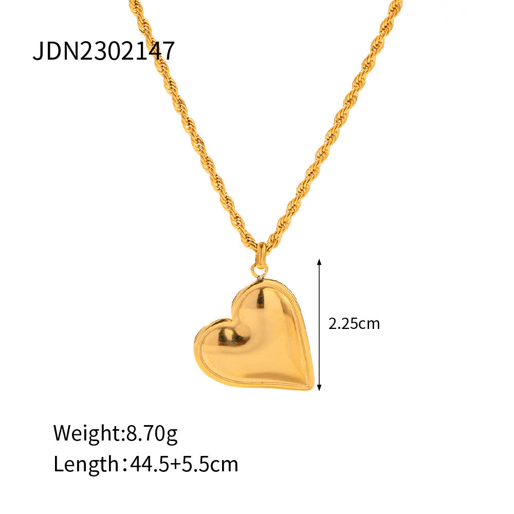 Wholesale Simple Big Heart Pendant Twist Chain Necklaces ACC-NE-WanX003