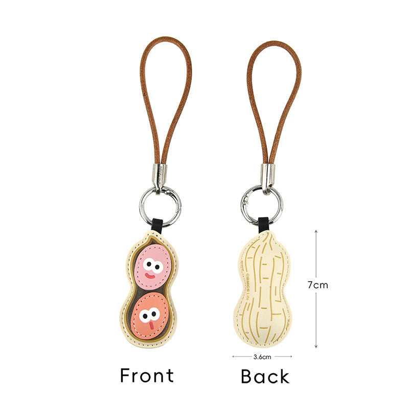 Wholesale PU Leather Peanut Sunflower Seed Keychain Cute Nut Shape Bag Charm Unisex Gift