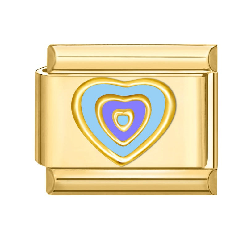 Wholesale Stainless Steel DIY Heart Shaped Bracelet Charms Electroplated Gold Colorful Love Theme Jewelry Making Accessories