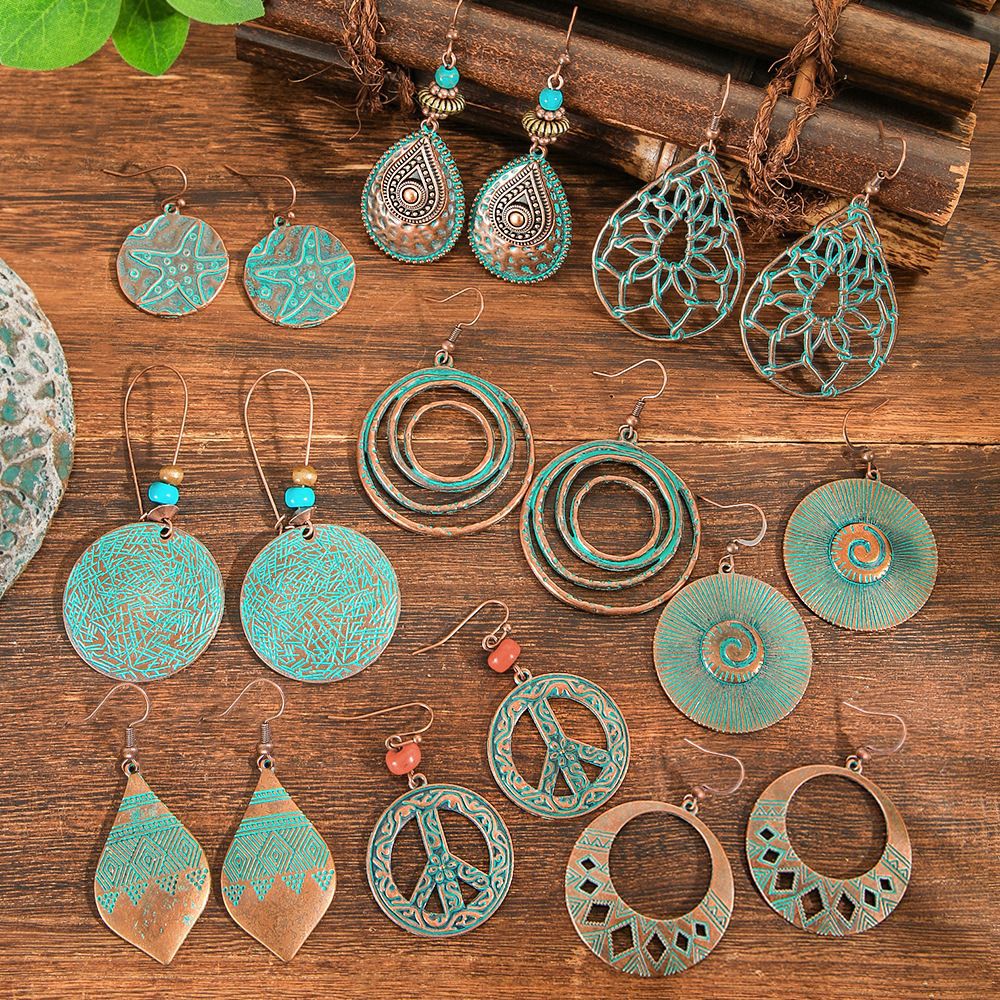 Wholesale Zinc Alloy Ethnic Bohemian Geometric Hollow Water Drop Earrings for Women Fashion Jewelry Accessory