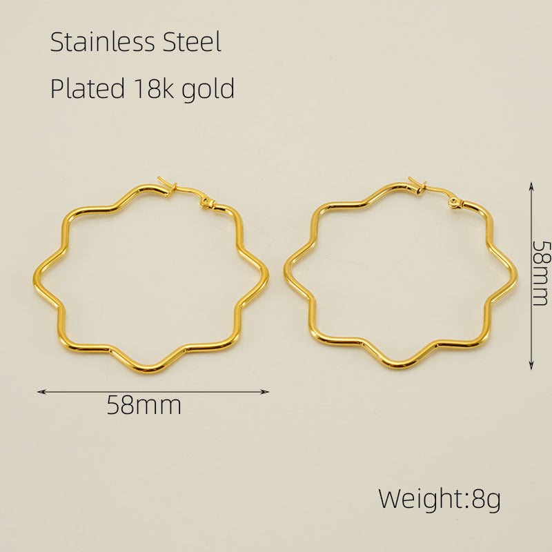 Wholesale  Stainless Steel Plated 18K Gold Simple  Earrings