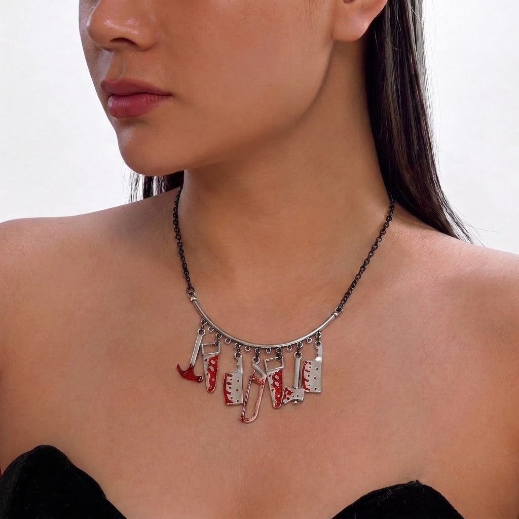 Wholesale Electroplated Crystal Gothic Dagger Tassel Pendant Necklace for  Fashion Accessory