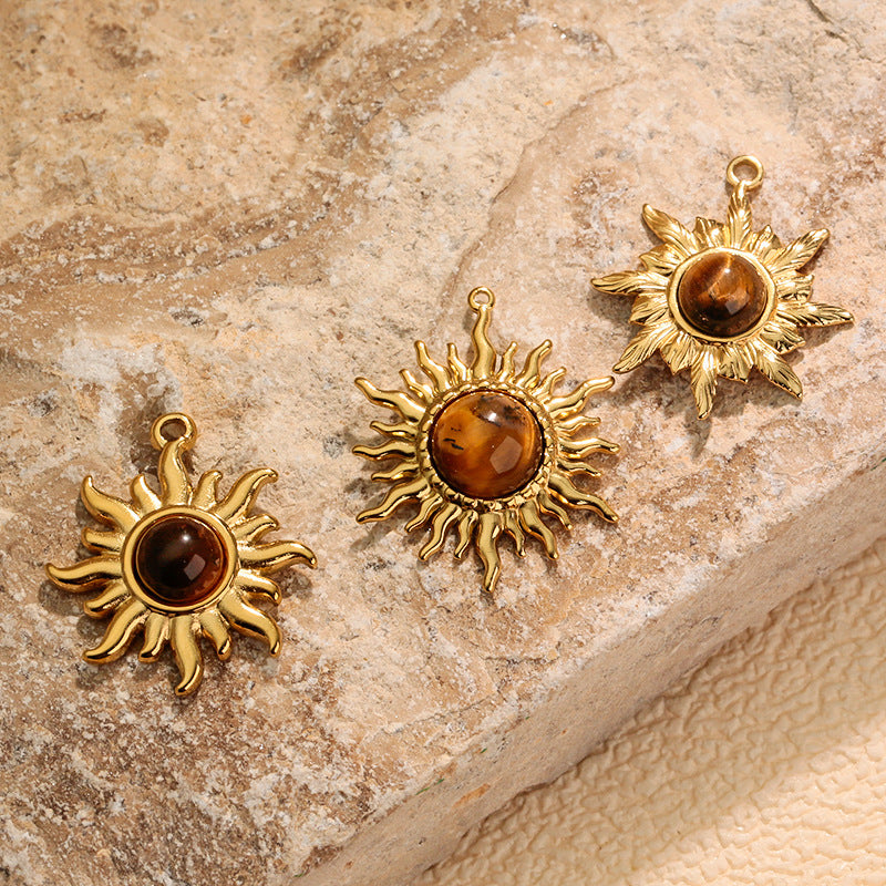 Wholesale stainless steel tiger' s eye stone jewelry pendant