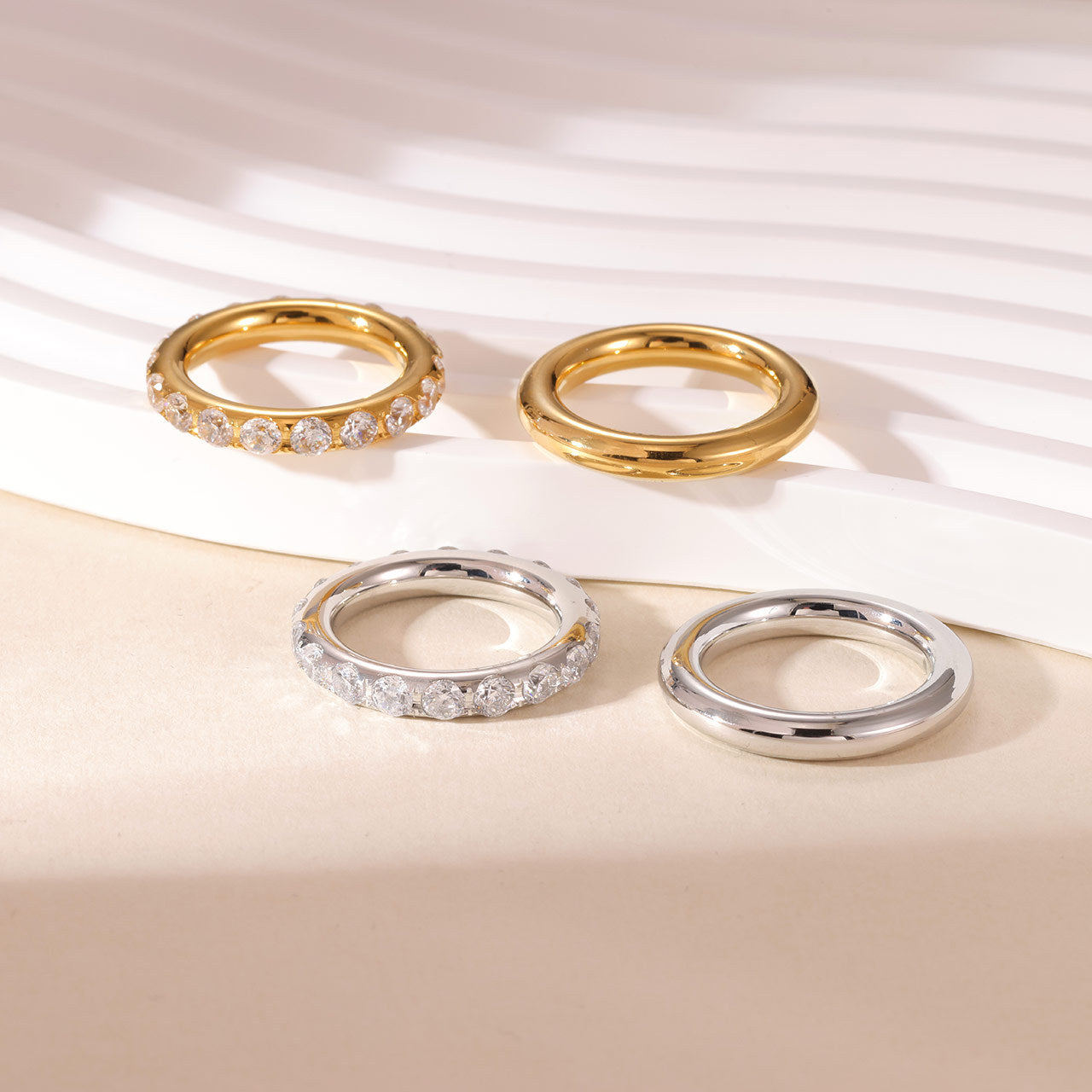 Wholesale Rhinestone Titanium Steel Ring