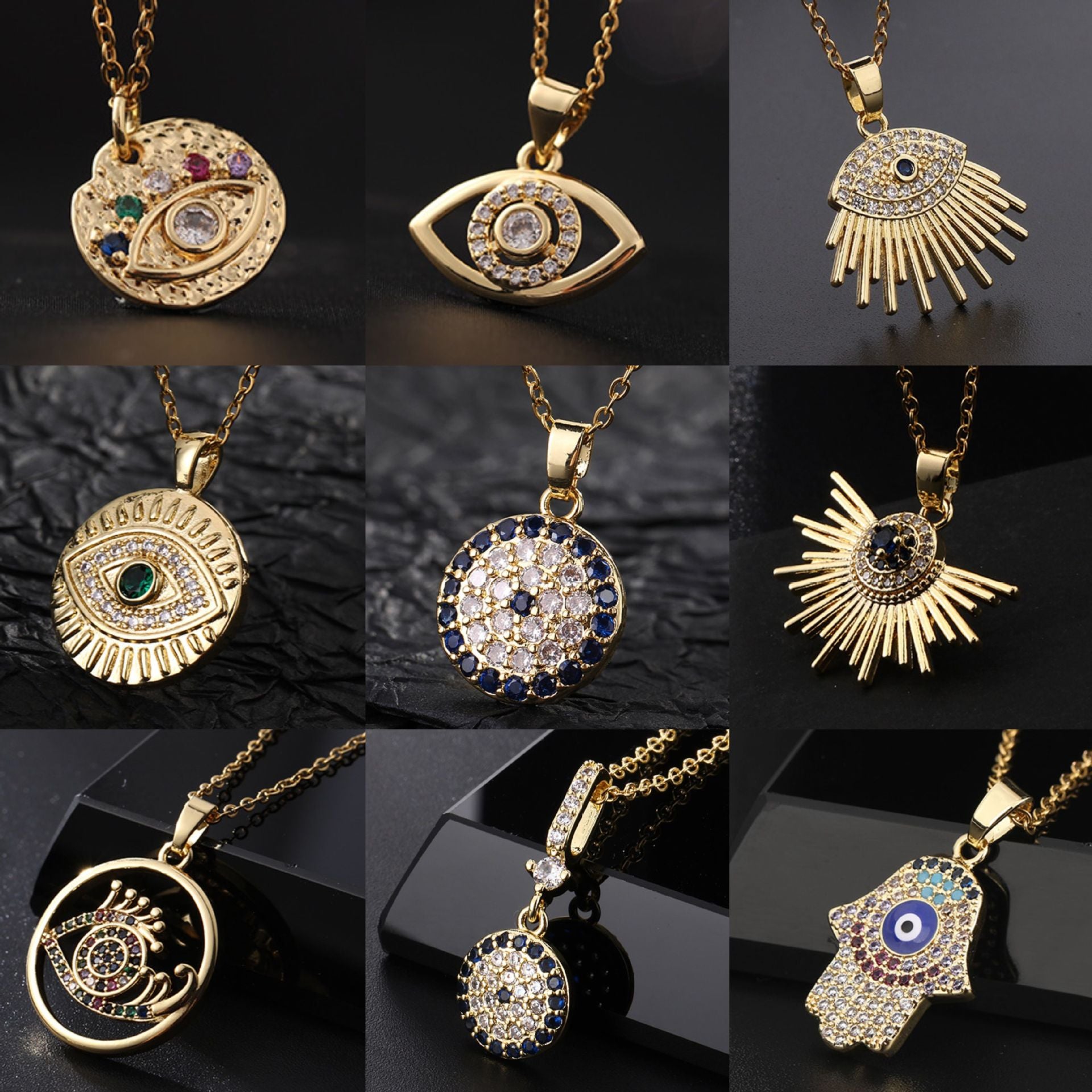 Wholesale Chic Demon Eye Pendant Necklace Copper Electroplated O Shaped Chain Stylish Jewelry Accessory For Boutique Resale