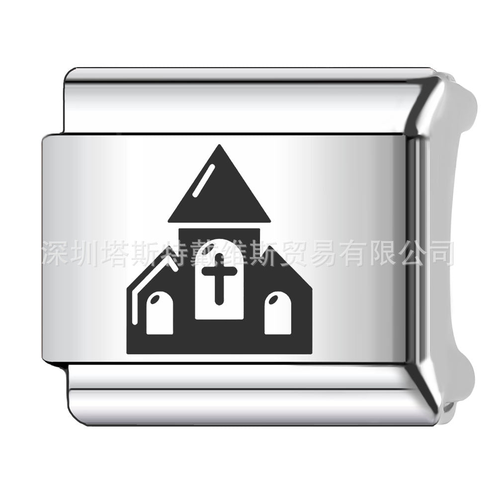 Wholesale 9mm Italian Charm Starter Bracelets DIY square Single Section Creative Stainless Steel Composable Bracelet