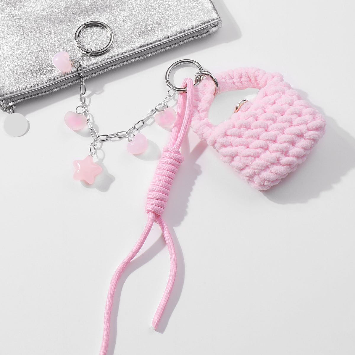 Wholesale  silver Chain Cross Star Wings Love Wool Bag Pendant Keychains