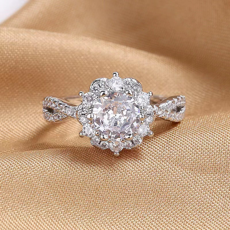 Wholesale  1 karat Flower Torsion Arm Diamond Ring