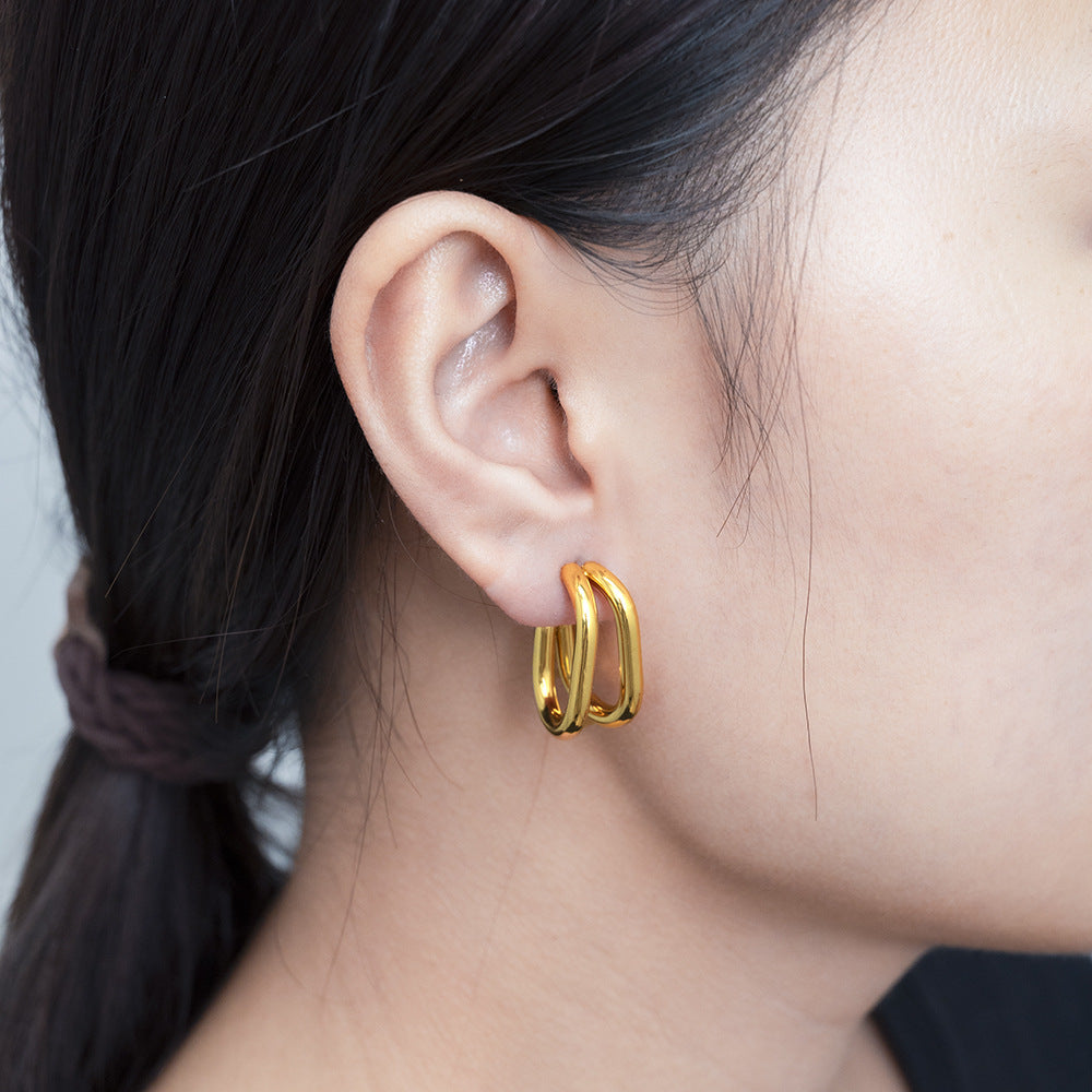 Wholesale Geometric 201 Stainless Steel Earrings 18k Gold Plated Earrings ACC-ES-MuShan001