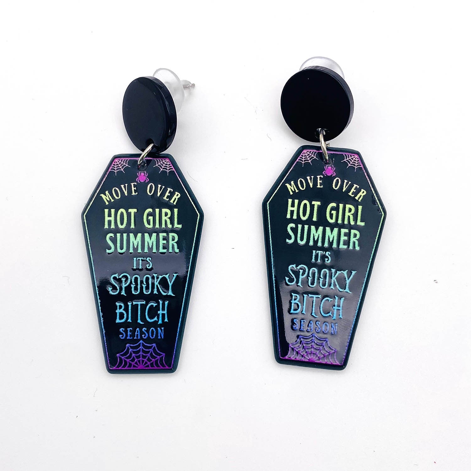 Wholesale Halloween Ghost Horror Coffin Acrylic Earrings Printed Earrings ACC-ES-ChenY024