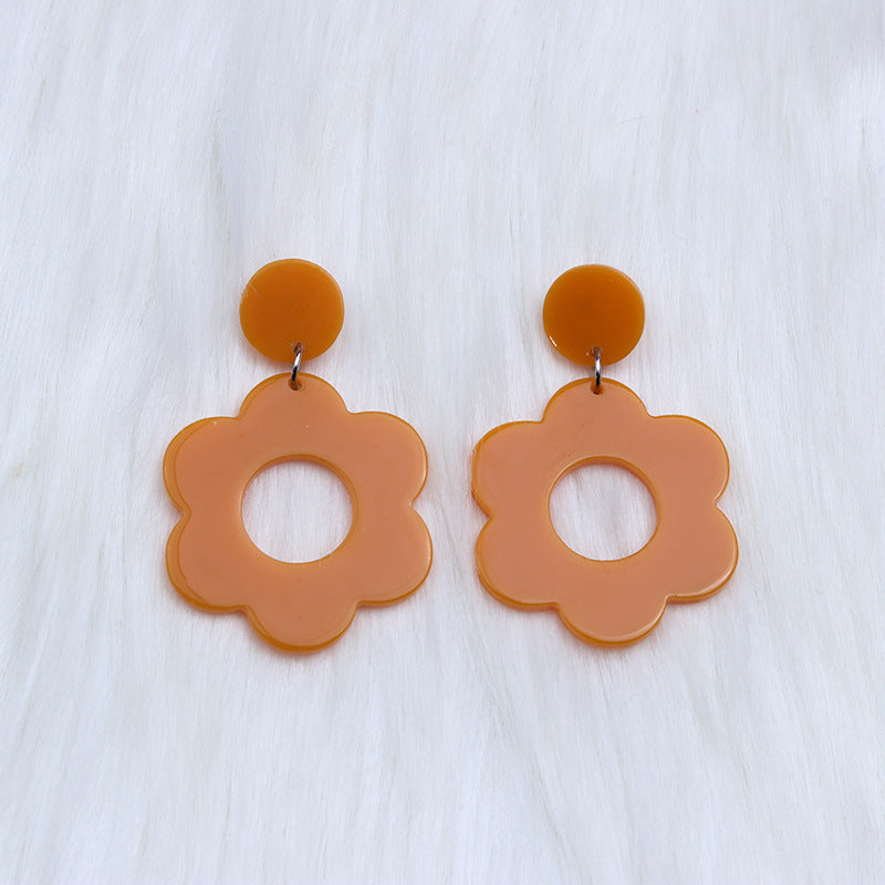 Wholesale Flower Hollow Earrings Earrings Acrylic  Simple Style Sweet and Fresh Earrings