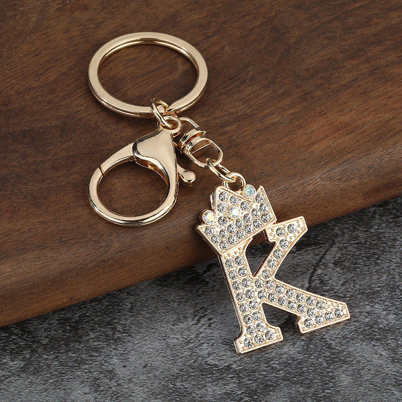 Wholesale Zinc alloy flash drill letter keychain