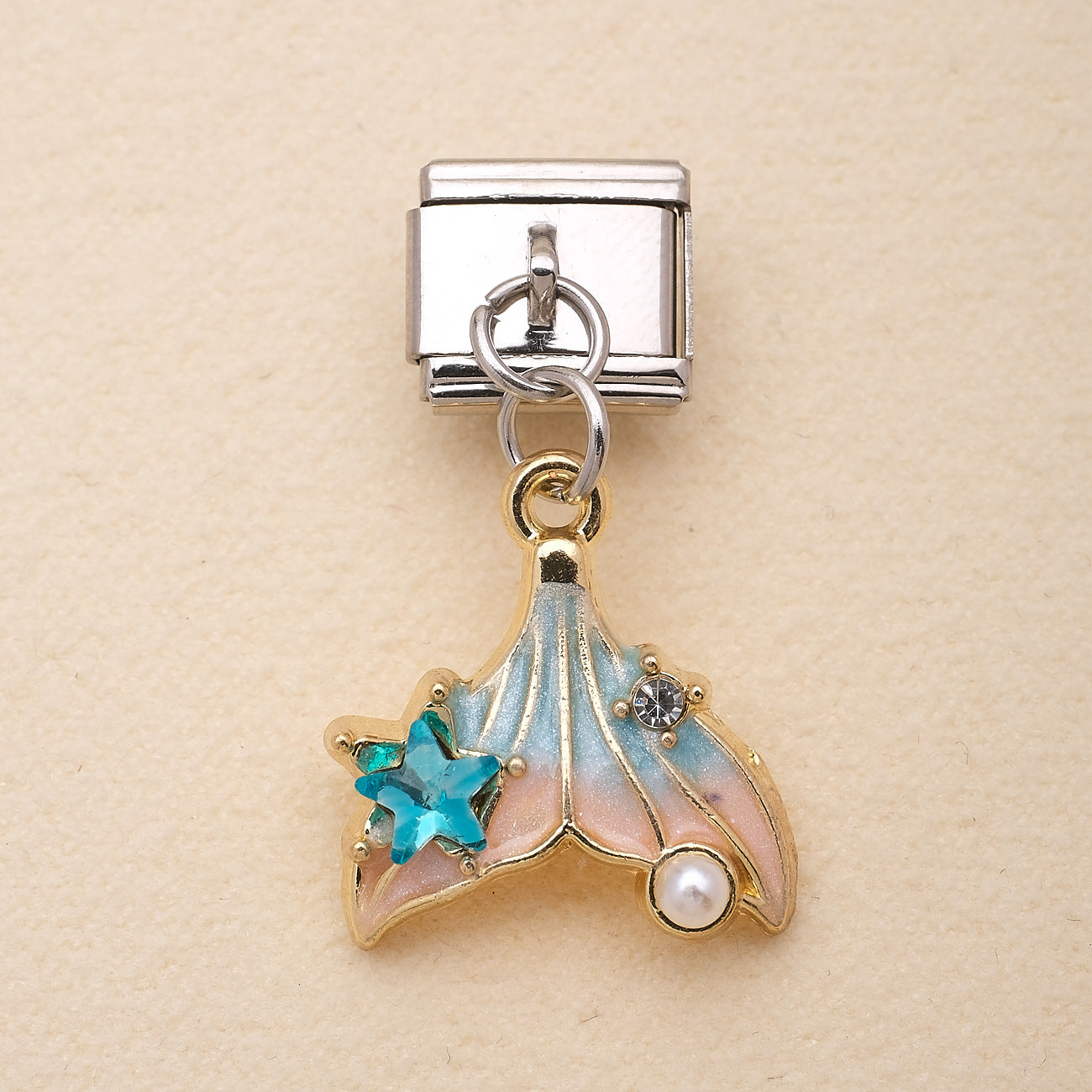 Wholesale Ocean Elements Stainless Steel Charm Pendants DIY Bracelet Accessories Pink Blue