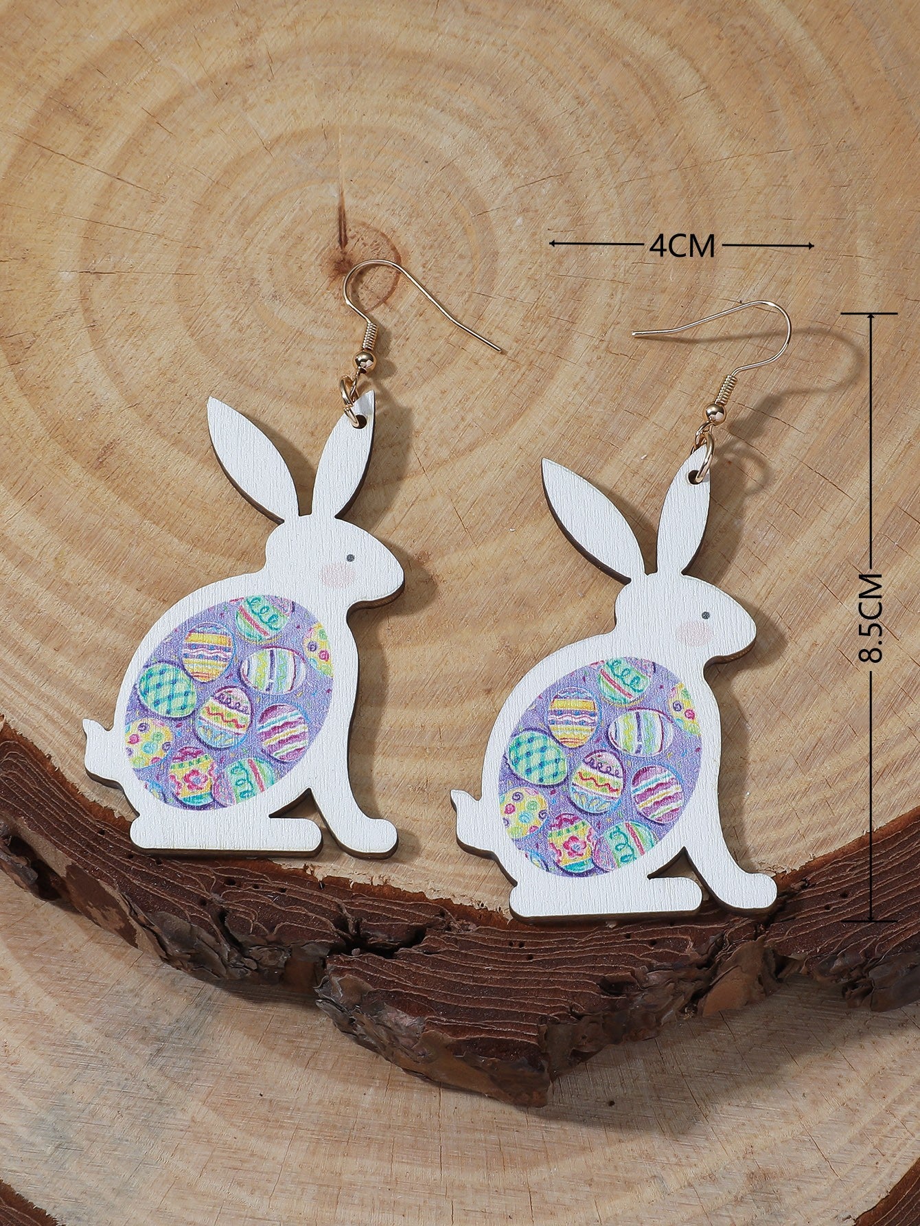 Wholesale Easter Bunny Egg Wood Pendant Earrings