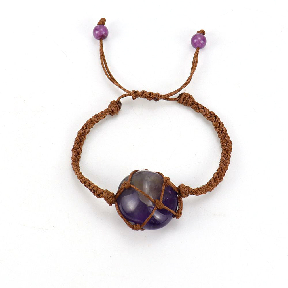 Wholesale Hand Woven Brown Jade Thread Crystal Amethyst Stone Net Pocket Bracelet ACC-BT-HanX003