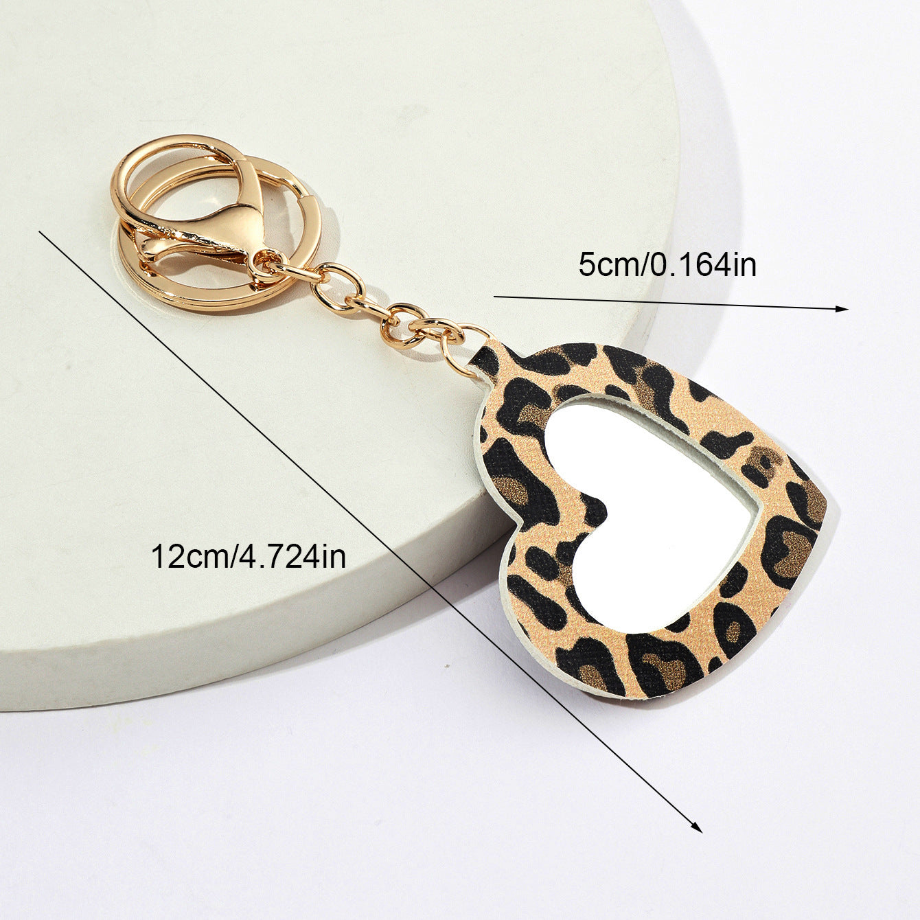 Wholesale Small Love Heart Leopard Print Mirror PU Leather Keychains ACC-KC-XTZ009