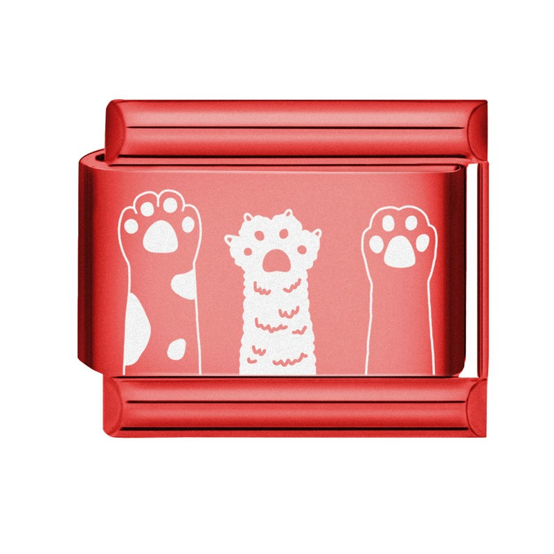 Wholesale Italian Charm Bracelet 9mm DIY Splicing Red Background Stainless Steel Composable Bracelet