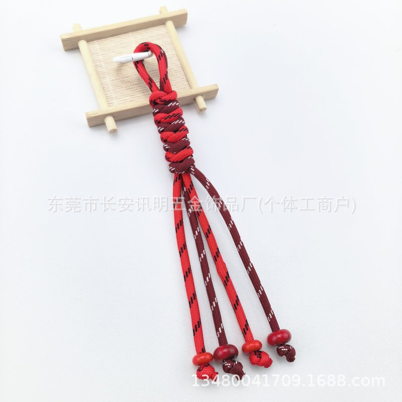 Wholesale Trendy Hand Knitted Contrast Color Keychain Lanyard Polyester Car Key Accessory