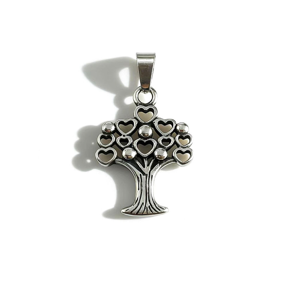 Wholesale Stylish Stainless Steel Pendant Necklace with Crescent Star and Tree of Life Motif Unisex Jewelry Accessory
