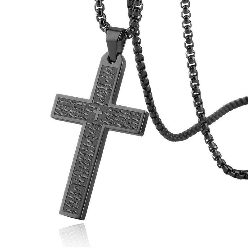 Wholesale Stainless Steel Cross Scripture Necklace