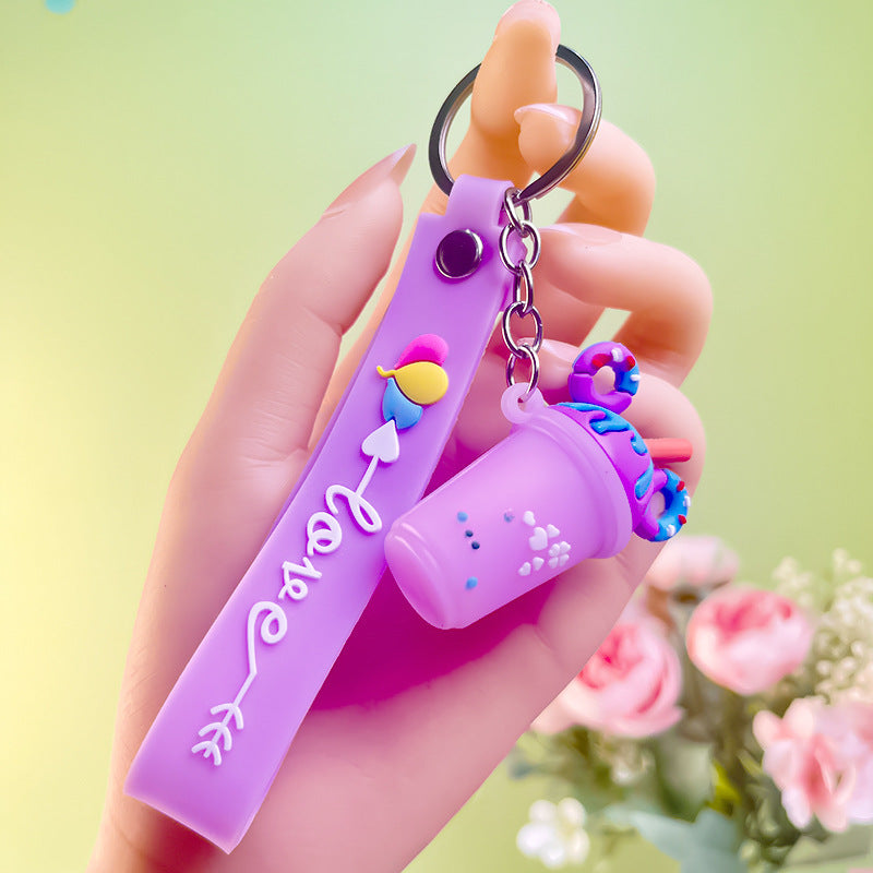 Wholesale Korean Style Ice Cream and Milk Tea Silicone Keychain,  Fashion Car Key Accessory,  Boutique Gift