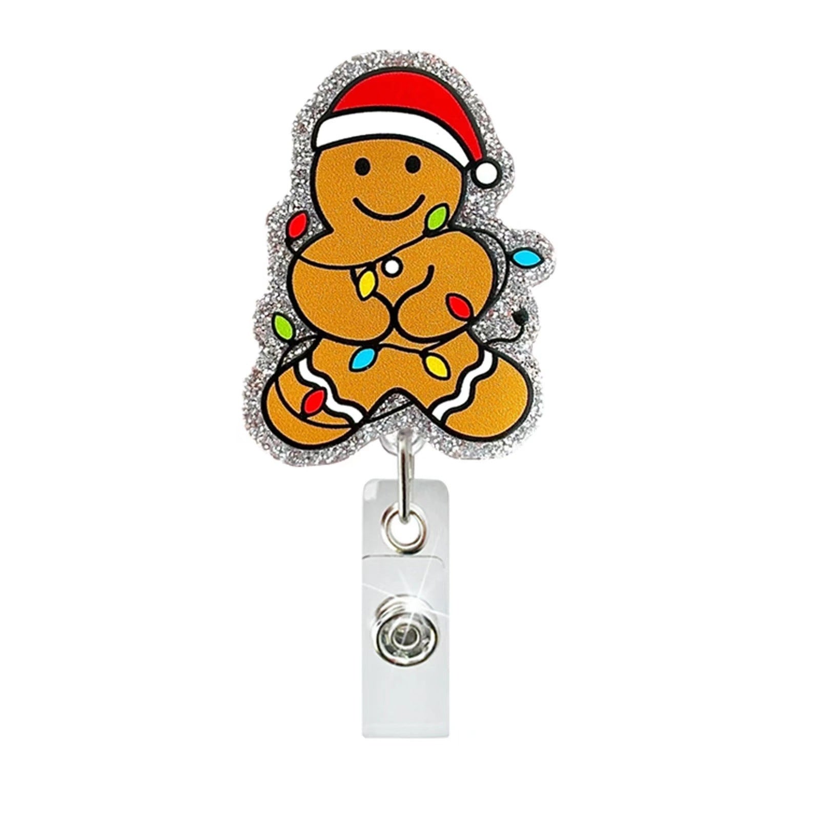 Wholesale Christmas Tree Holiday Glitter Badge Clip Retractable Fun Keychain ACC-KC-LingYu017