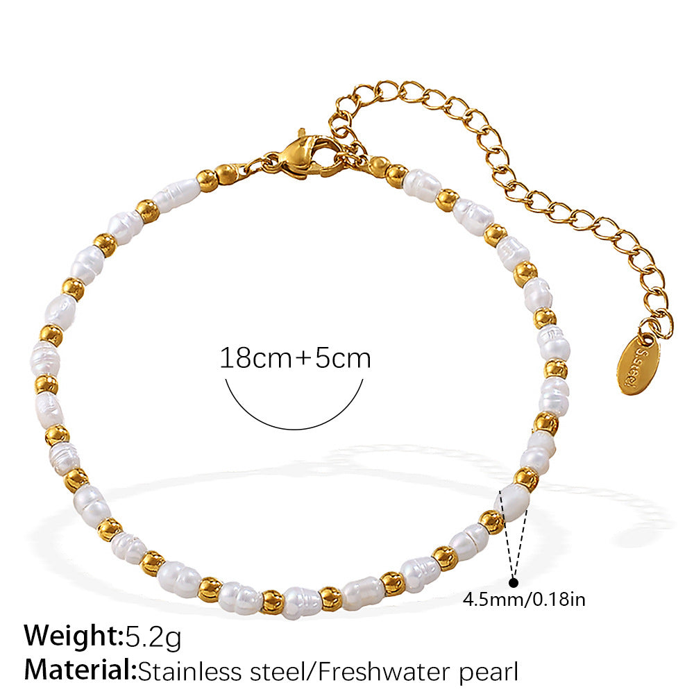 Wholesale  Fashion Creative Ocean Theme Freshwater Pearl DIY Dolphin Pendant Bracelet Plated with 18K Gold Niche Jewelry for Women