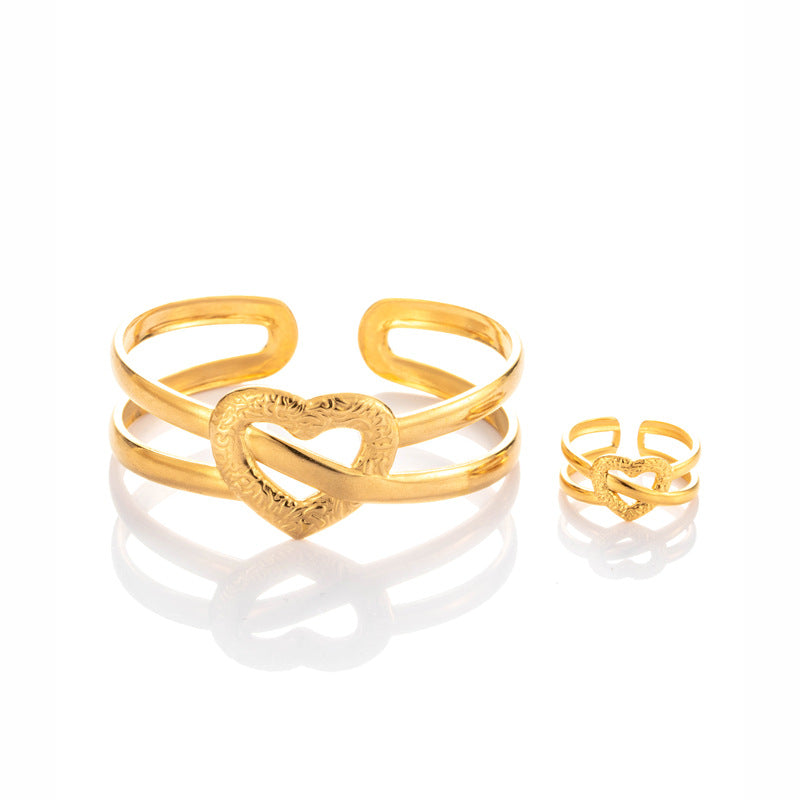 Wholesale Titanium steel open heart  hydraulic metal rings bracelet