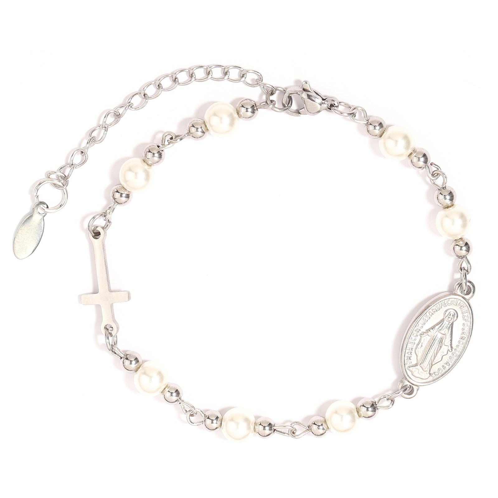 Wholesale White Pearl  Love Diamond Ring Pink  Beads Woven Bracelet