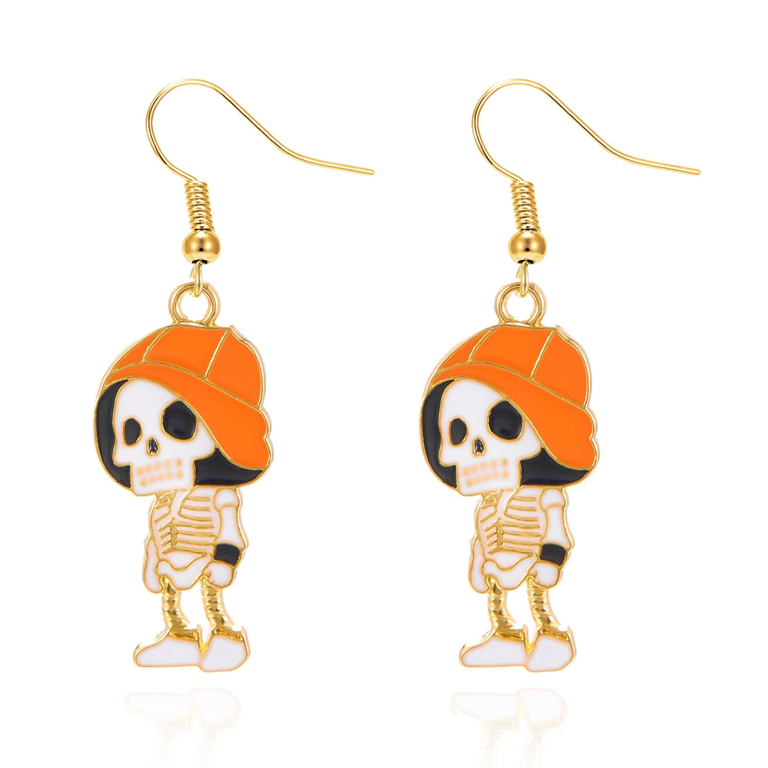 Wholesale  Halloween earrings fashion creative  painting oil flowers skull ear hook earrings