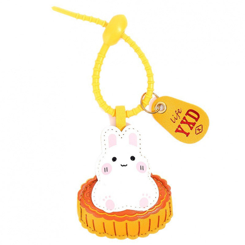Wholesale Mid Autumn Rabbit Mooncake Leather Keychain Bag Charm Fashion Accessory Gift For Couples