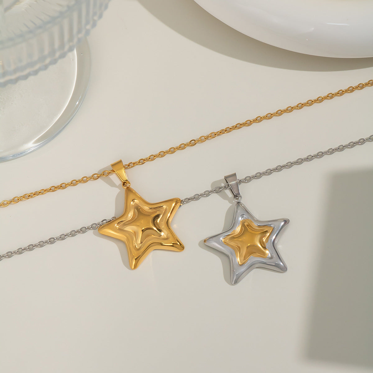 Wholesale Stainless Steel Star Pendant Necklace Trendy Jewelry Accessory for Women