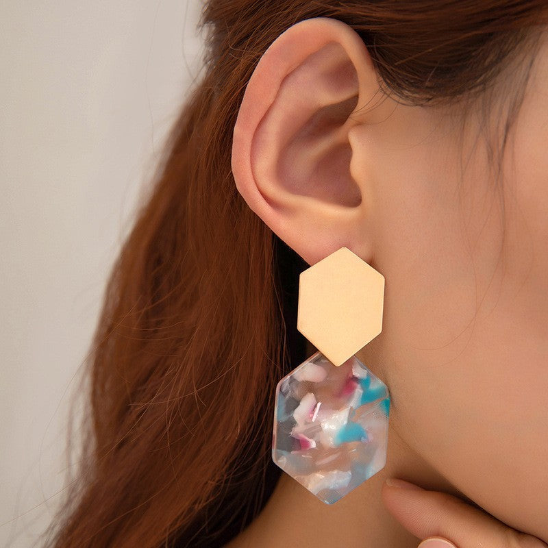Wholesale Geometric Vintage Resin Acrylic Hoop Earrings