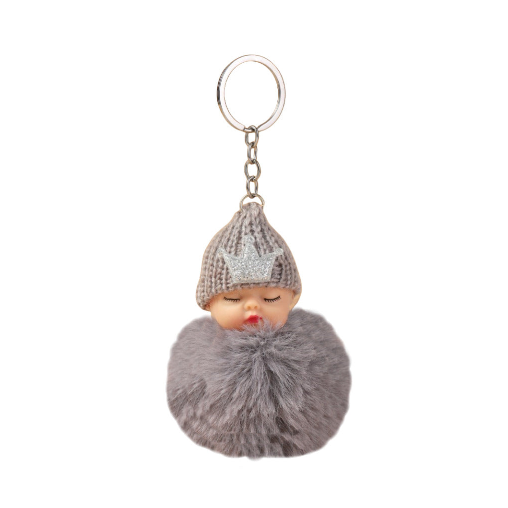Wholesale Cute Crown Hat Plush Doll Keychains Pom Pom ACC-KC-RongR051
