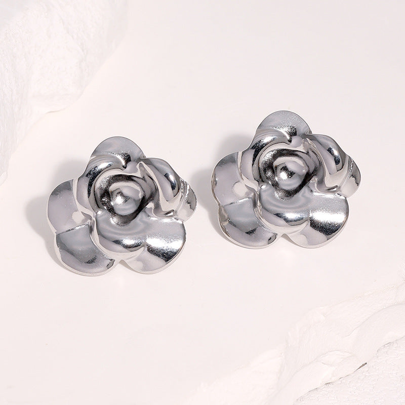 Wholesale Fashion Sweet Flower Earrings Stainless Steel Gold Plated French Minimalist For Party Gift Boutique Resale