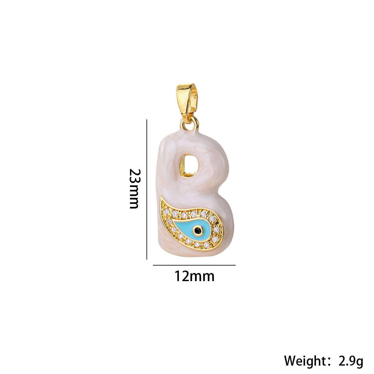 Wholesale Evil Eye Letter Pendant 16K Gold Plated Copper With Zircon Fashion Decorative Accessory DIY Jewelry Charm Boutique Gift Resale