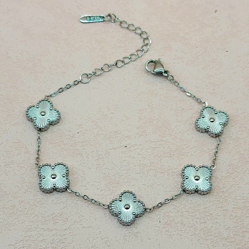 Wholesale Gold Plated Stainless Steel Four Leaf Clover Bracelet Fashion Jewelry for Women