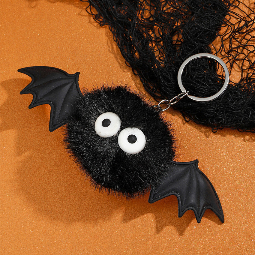 Wholesale Cartoon Bat Fur Ball Keychain,  Purple Silicone Bag Charm,  Cute Monster Elf Key Ring for Gift and Resale