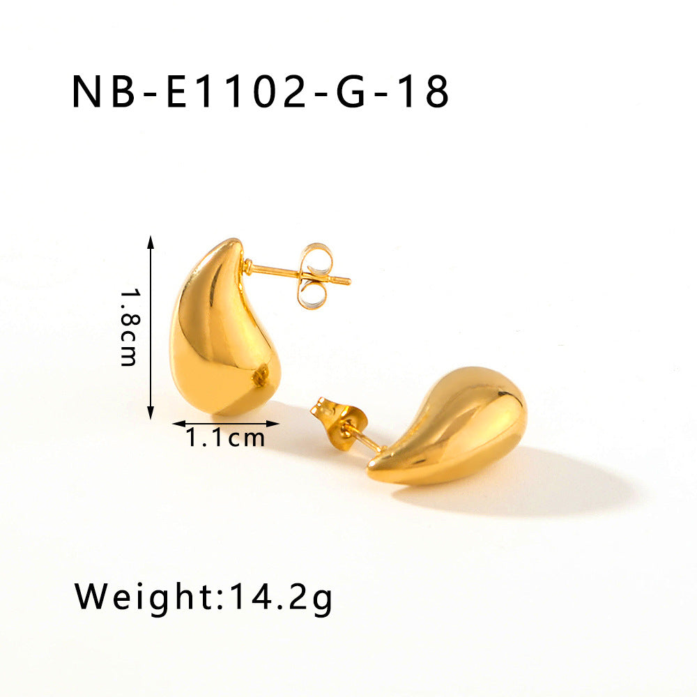 Wholesale Hollow Water Drop Earrings 18K Gold Plated Glossy Stainless Steel Earrings ACC-ES-Xiny011