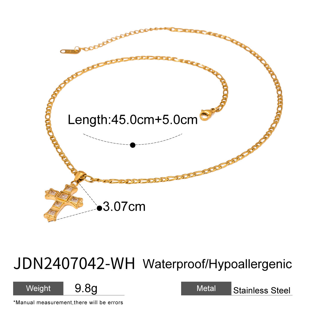 Wholesale European American Style Cross Pendant Necklace,  Stylish Jewelry Accessory for Women,  Boutique Resale Gift