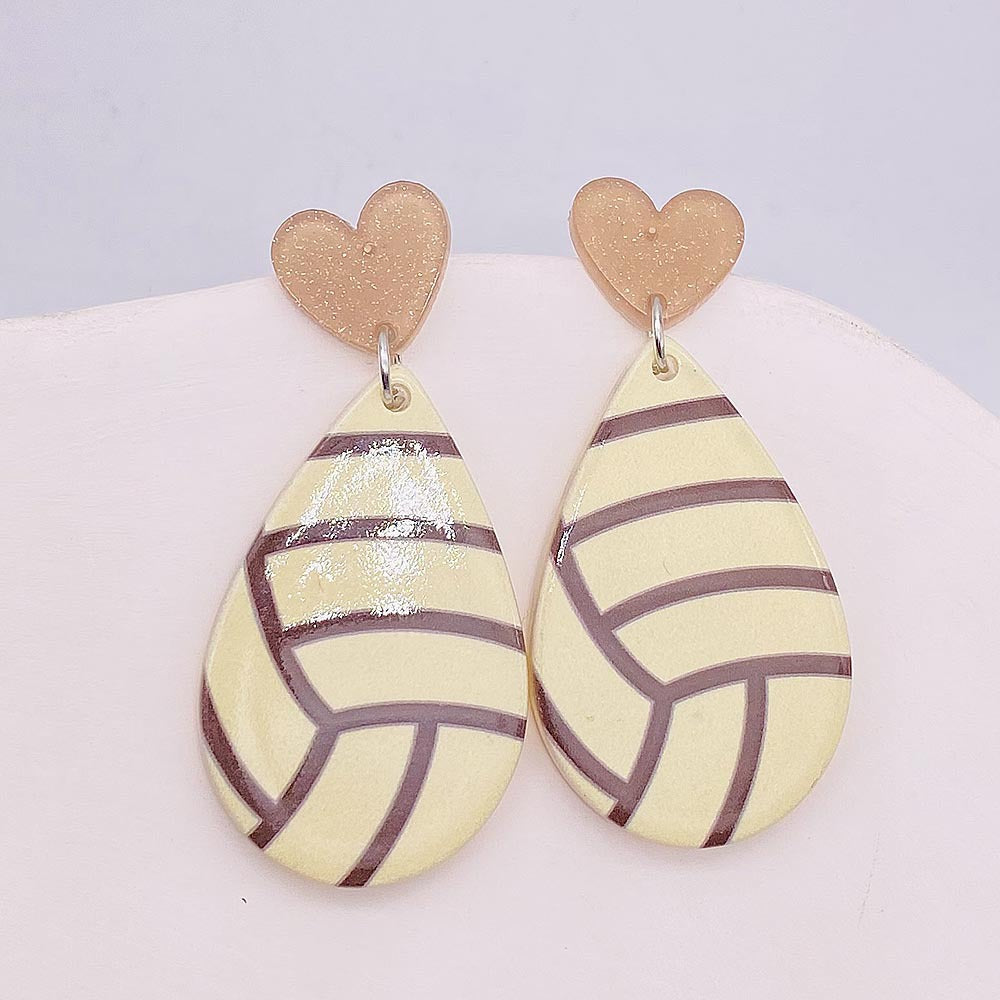Wholesale Acrylic Earrings Geometric Basketball Football Print Earrings ACC-ES-Cheny001