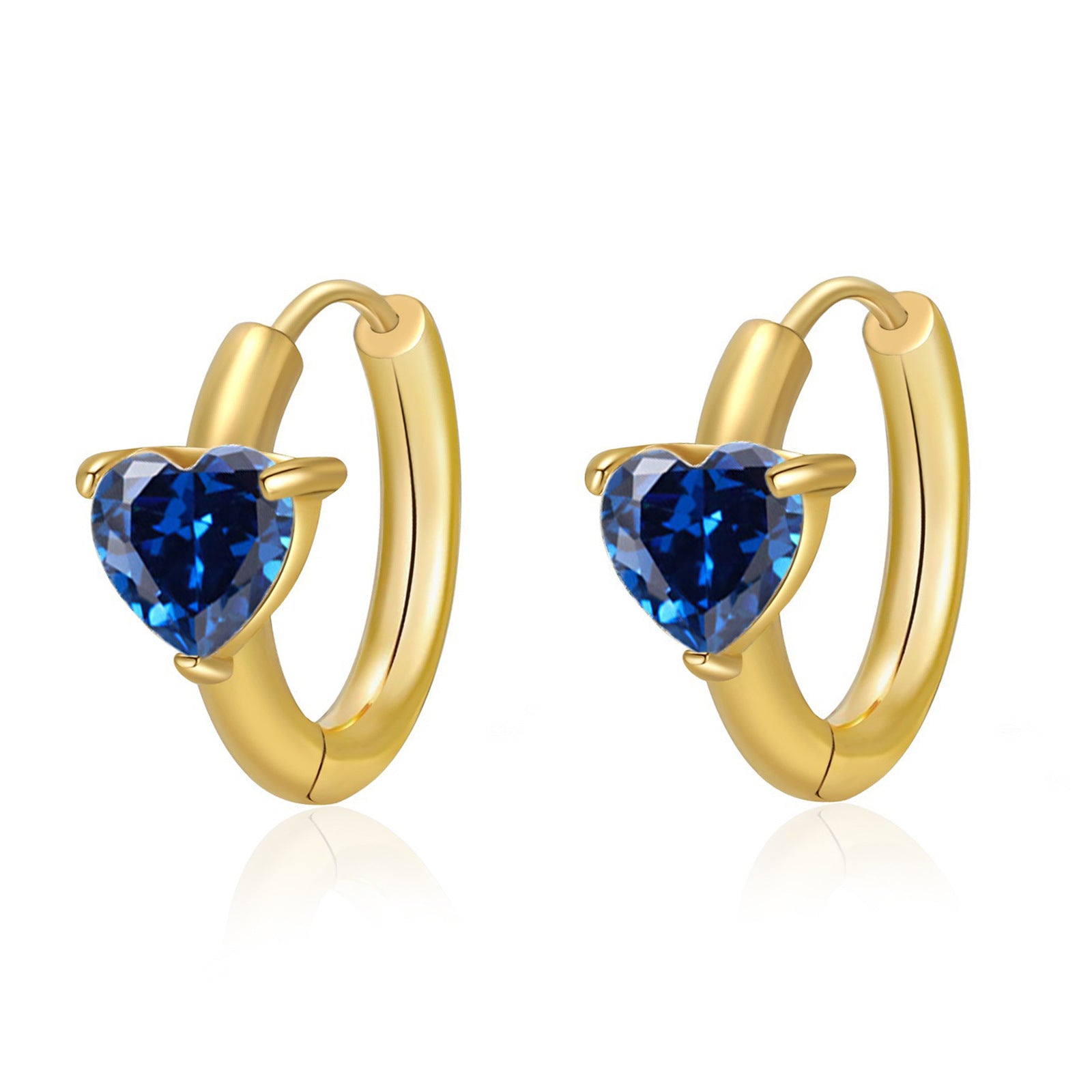 Wholesale 2PCS Stainless steel heart-shaped zircon earrings