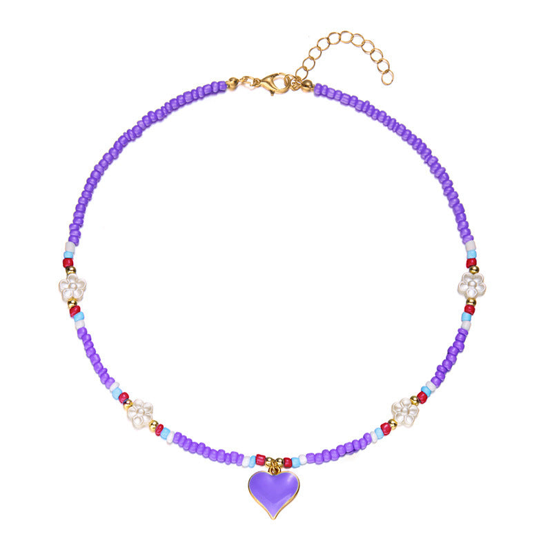 Wholesale  handmade jewelry  flower rice bead necklace