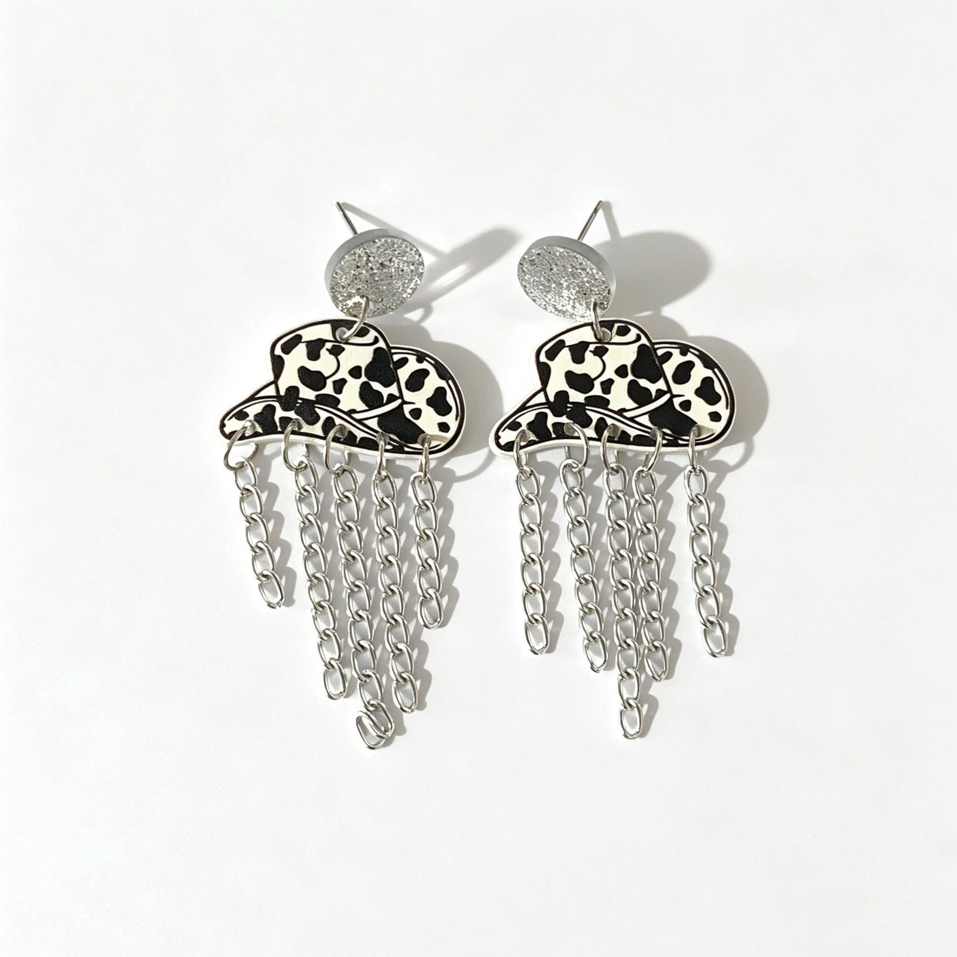 Wholesale Acrylic Cowboy Hat Tassel Drop Earrings Star Design Women' s Chic Jewelry Accessory