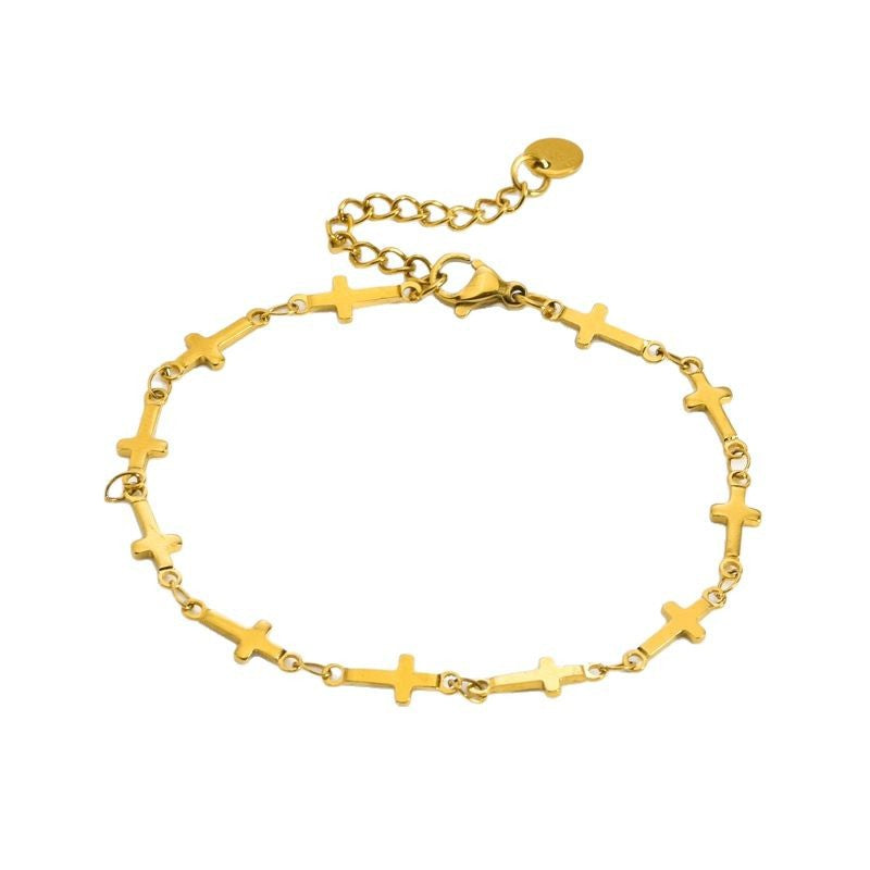 Wholesale Stainless steel gold heart cross five-pointed star bracelet