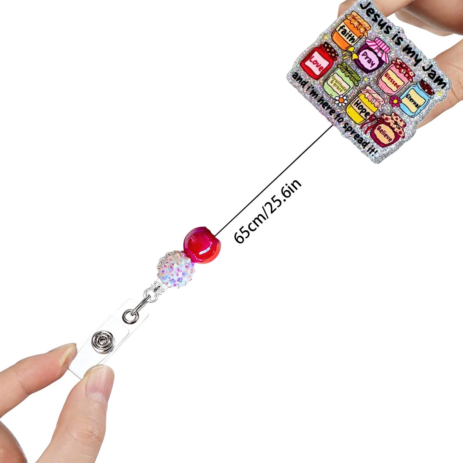 Wholesale Trendy Cute Animal Acrylic Beaded Retractable Badge Holder for ID Resale