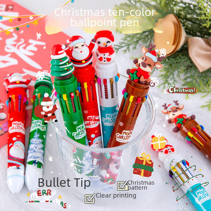 Wholesale Christmas ten-color ballpoint pen cute Christmas pen