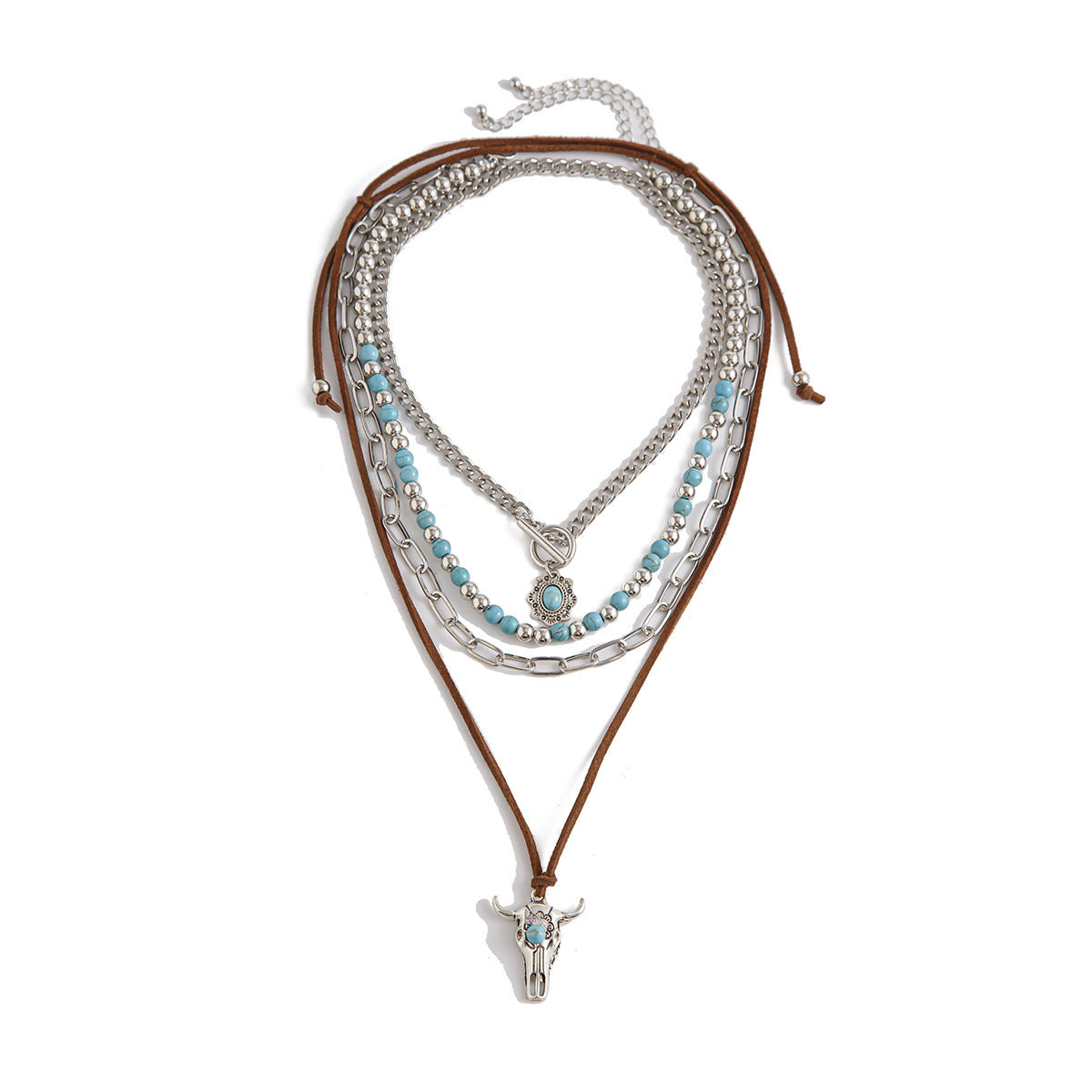 Wholesale Retro Bohemian Multi-Layer Necklace with Turquoise Color,  Iron Electroplating,  Fashion Accessory for Women