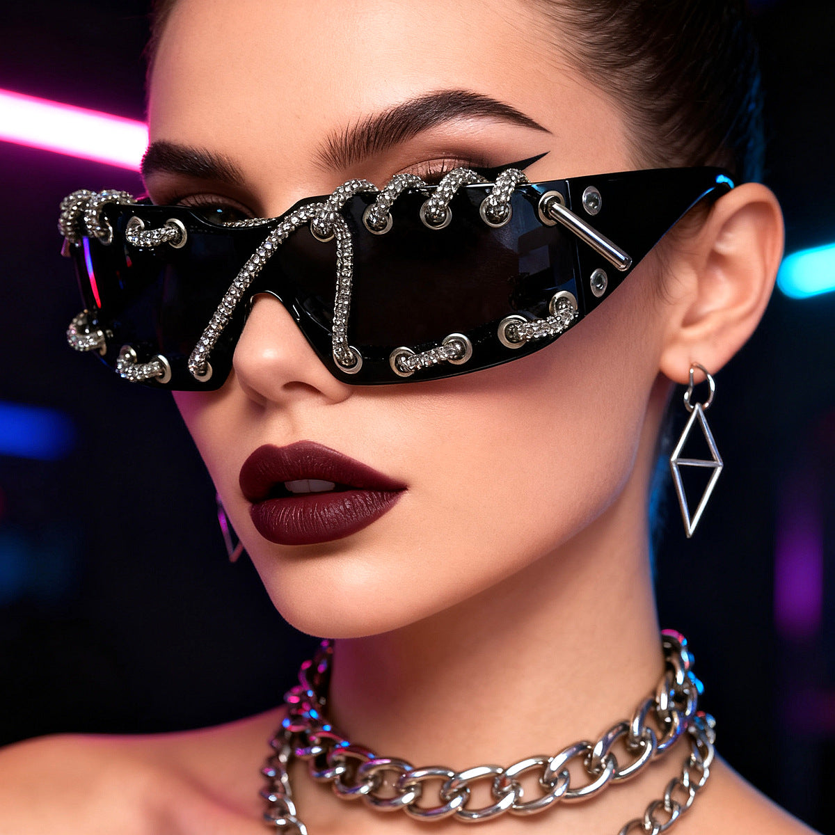 Wholesale Y2K Cyberpunk Rhinestone Sunglasses Fashion Accessory Boutique Resale